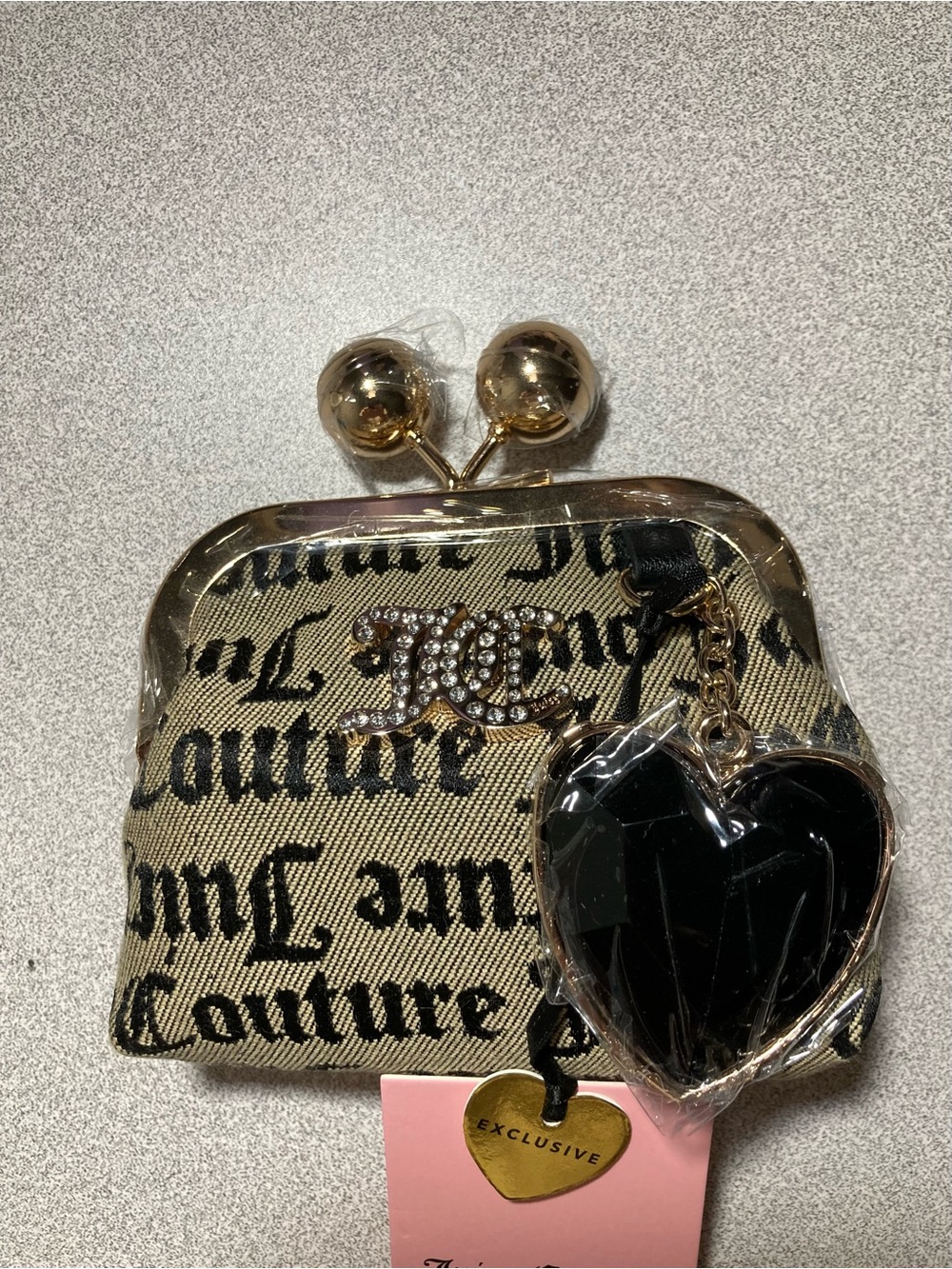 Juicy Couture Gold Logo Mini Crossbody Bag with Black Heart Charm - Picture 13 of 13